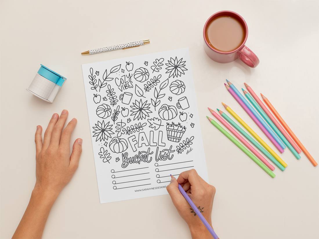 Free Fall Bucket List coloring Page