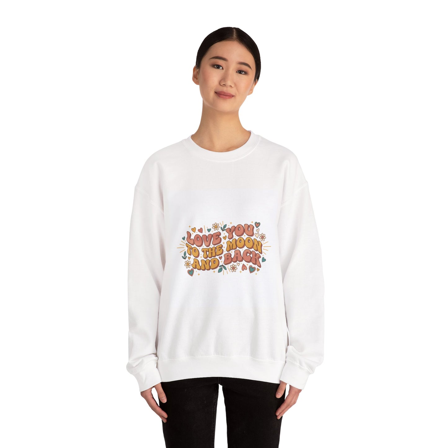 Love You to the Moon and Back Sweatshirt | Retro Valentine 70s Bubble Font