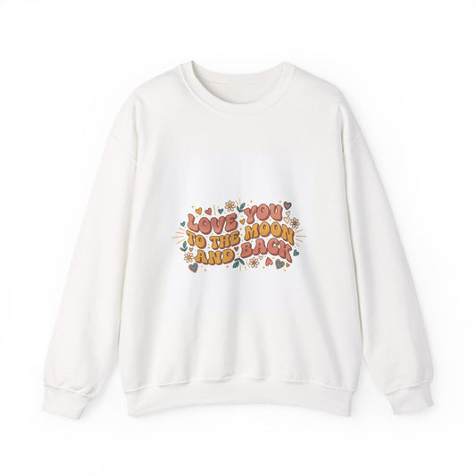 Love You to the Moon and Back Sweatshirt | Retro Valentine 70s Bubble Font