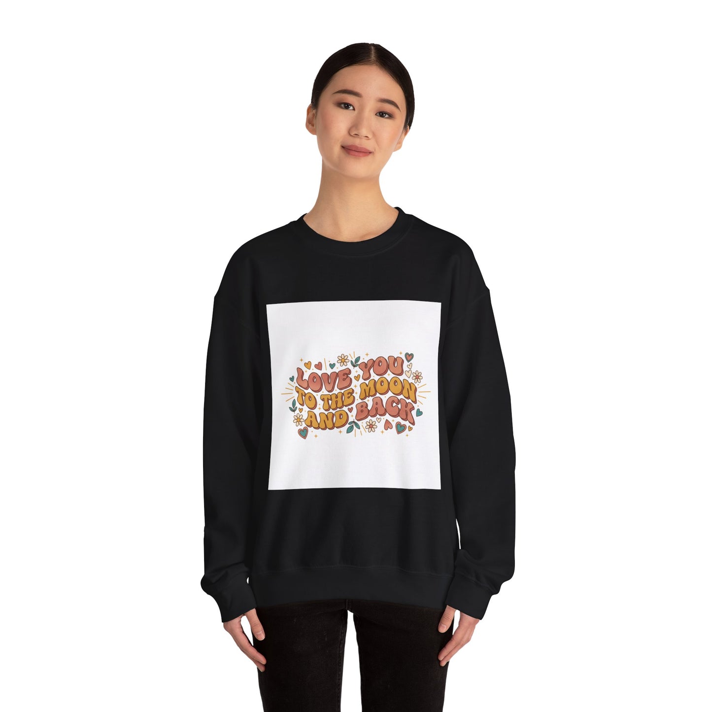 Love You to the Moon and Back Sweatshirt | Retro Valentine 70s Bubble Font
