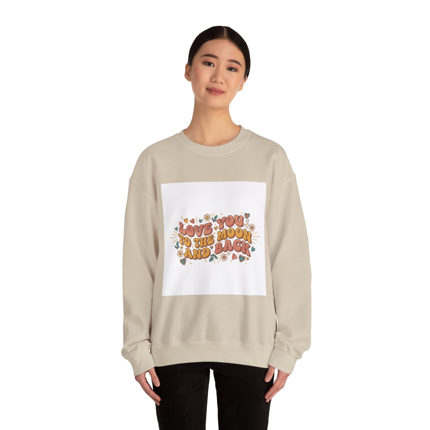 Love You to the Moon and Back Sweatshirt | Retro Valentine 70s Bubble Font
