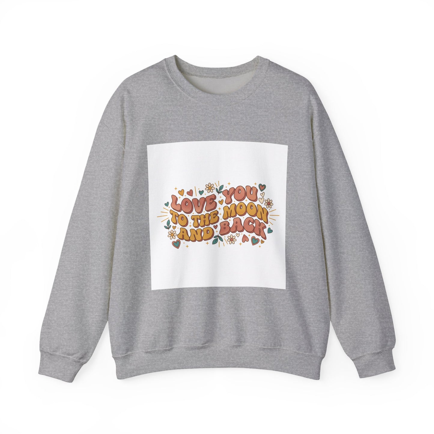 Love You to the Moon and Back Sweatshirt | Retro Valentine 70s Bubble Font