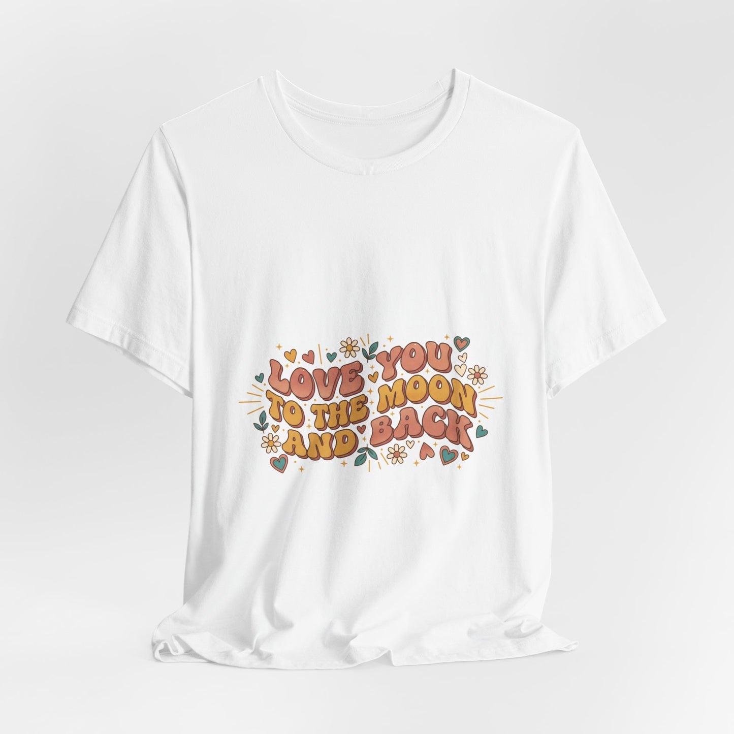 Love You to the Moon and Back Tee | Retro Valentine 70s Bubble Font