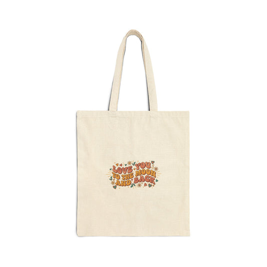 Retro Valentine 'Love You to the Moon and Back' Tote | 70s Bubble Font, Dusty Rose