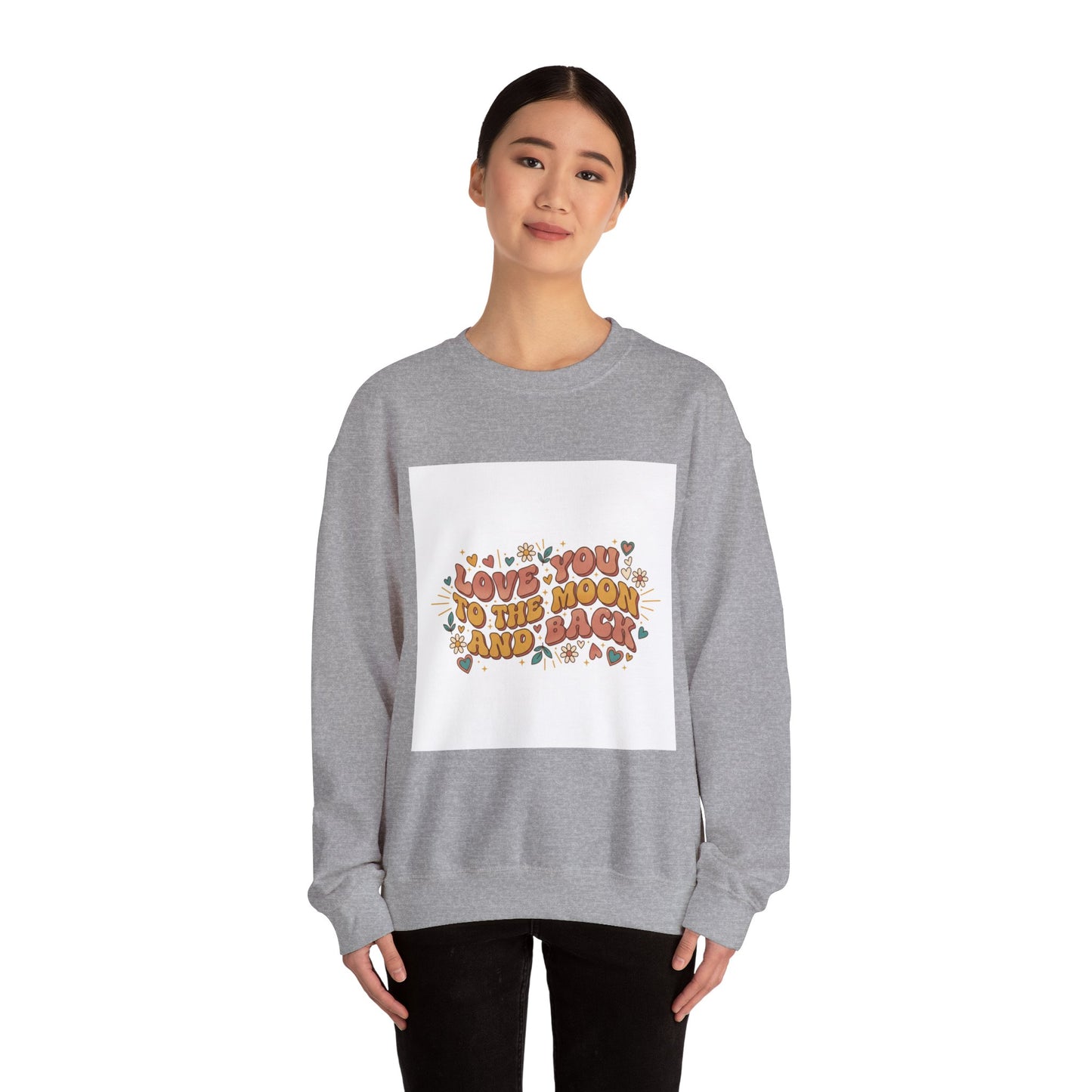 Love You to the Moon and Back Sweatshirt | Retro Valentine 70s Bubble Font