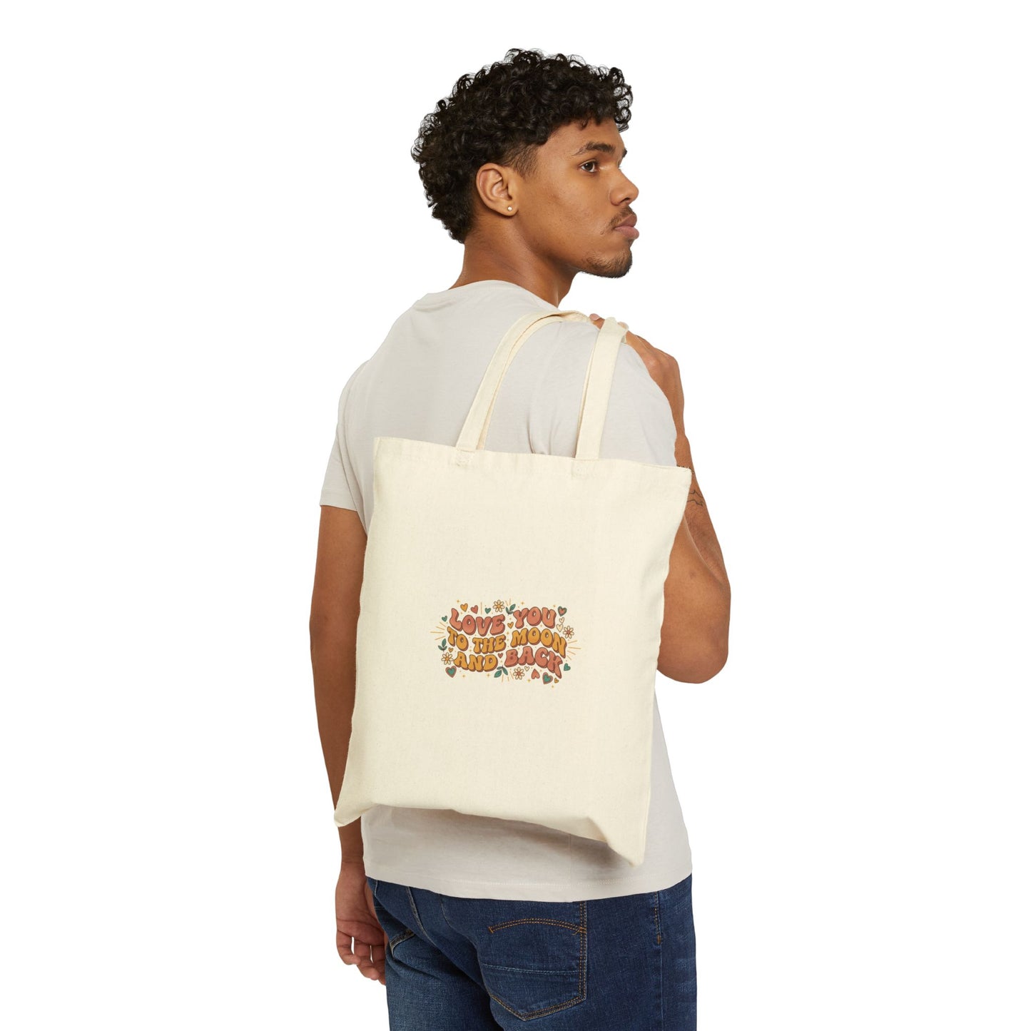 Retro Valentine 'Love You to the Moon and Back' Tote | 70s Bubble Font, Dusty Rose