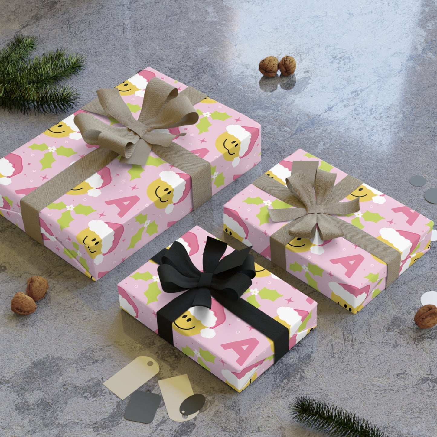 Initial Holly Jolly Gift Wrapping Paper