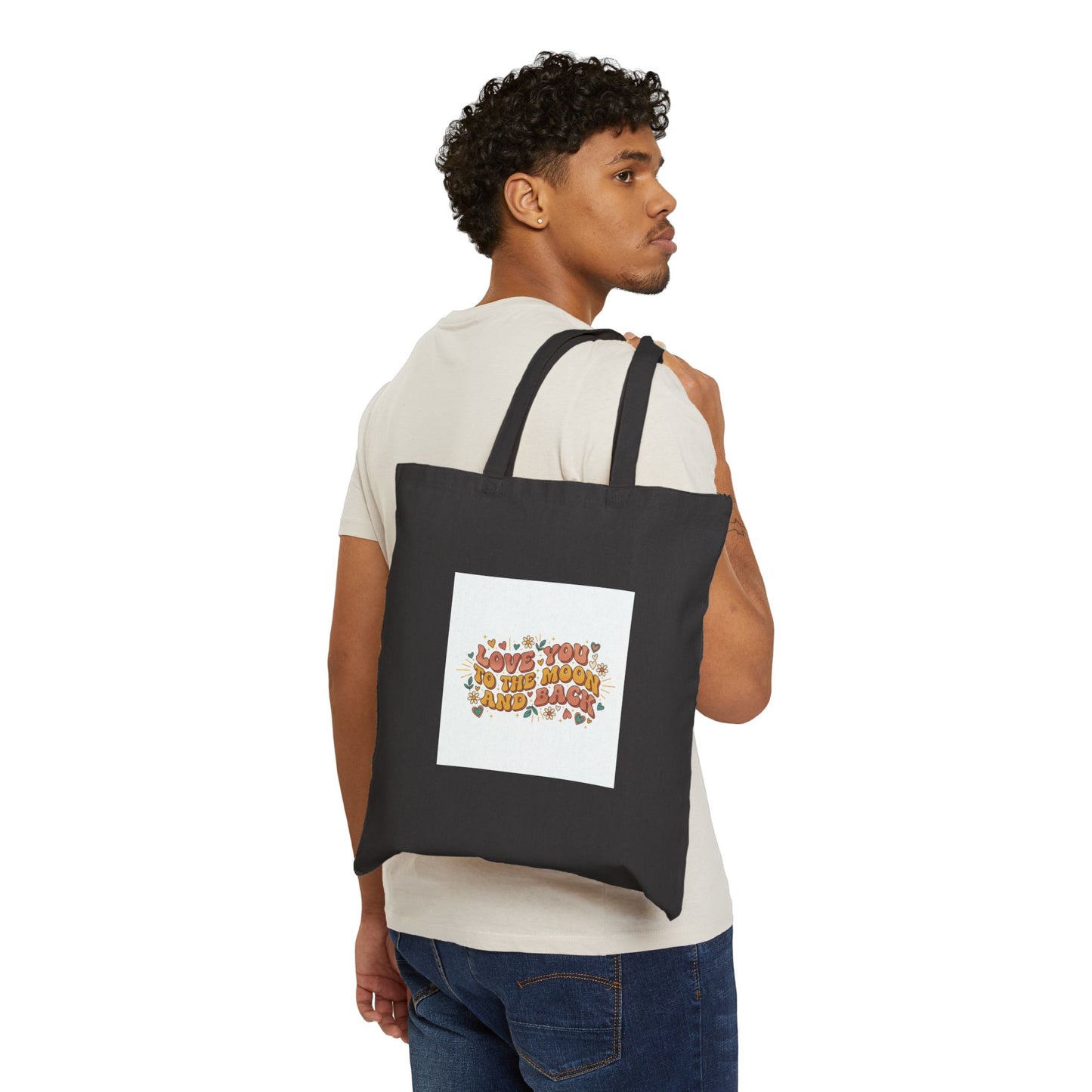 Retro Valentine 'Love You to the Moon and Back' Tote | 70s Bubble Font, Dusty Rose