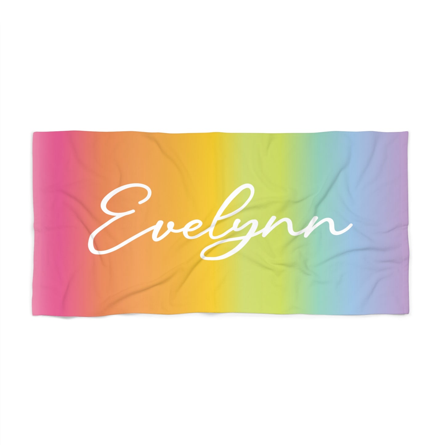 Custom Name Rainbow Beach Towel