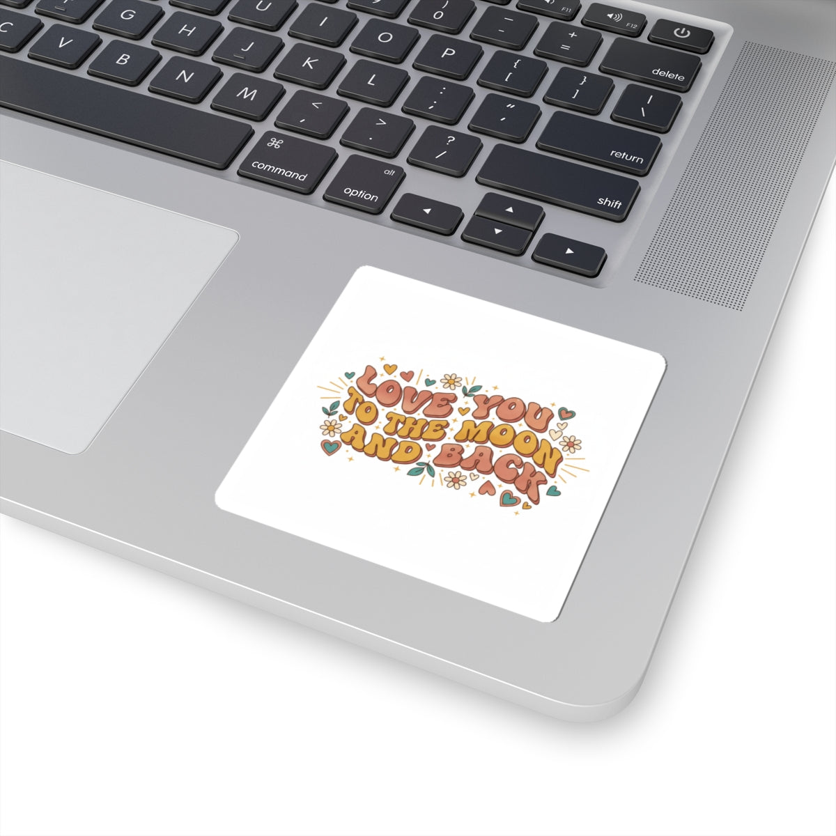 Love You to the Moon and Back Kiss-Cut Stickers | Retro Valentine, 70s Bubble Font